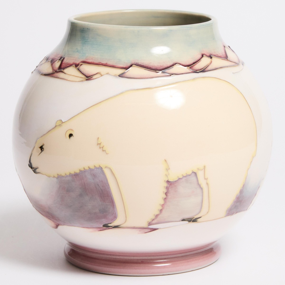Moorcroft Polar Bear Vase, 8/250, c.1988, height 6.8 in — 17.2 cm - Image 2 of 3