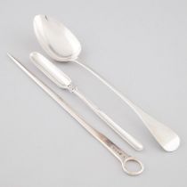 George III Silver Meat Skewer, Stephen Adams II, London, 1808, William IV Marrow Scoop, Mary Chawne