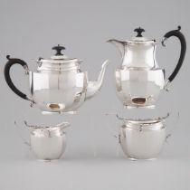 English Silver Tea and Coffee Service, William Devenport, Birmingham, 1925, coffee pot height 8.5 in