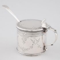 Victorian Silver Mustard Pot and George IV Condiment Spoon, Chawner and Co., and William Eley II, Lo