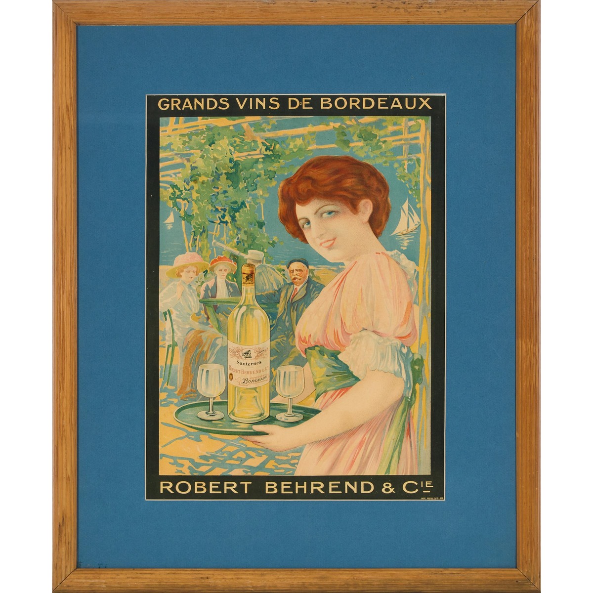 French White Bordeaux Advertising Poster for Robert Behrend & Cie., early 20th century, sight 17.5 x