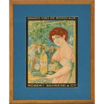 French White Bordeaux Advertising Poster for Robert Behrend & Cie., early 20th century, sight 17.5 x