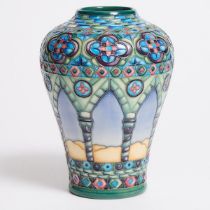 Moorcroft 'Meknes' Vase, Beverley Wilkes, 66/350, 1998, height 8.7 in — 22 cm