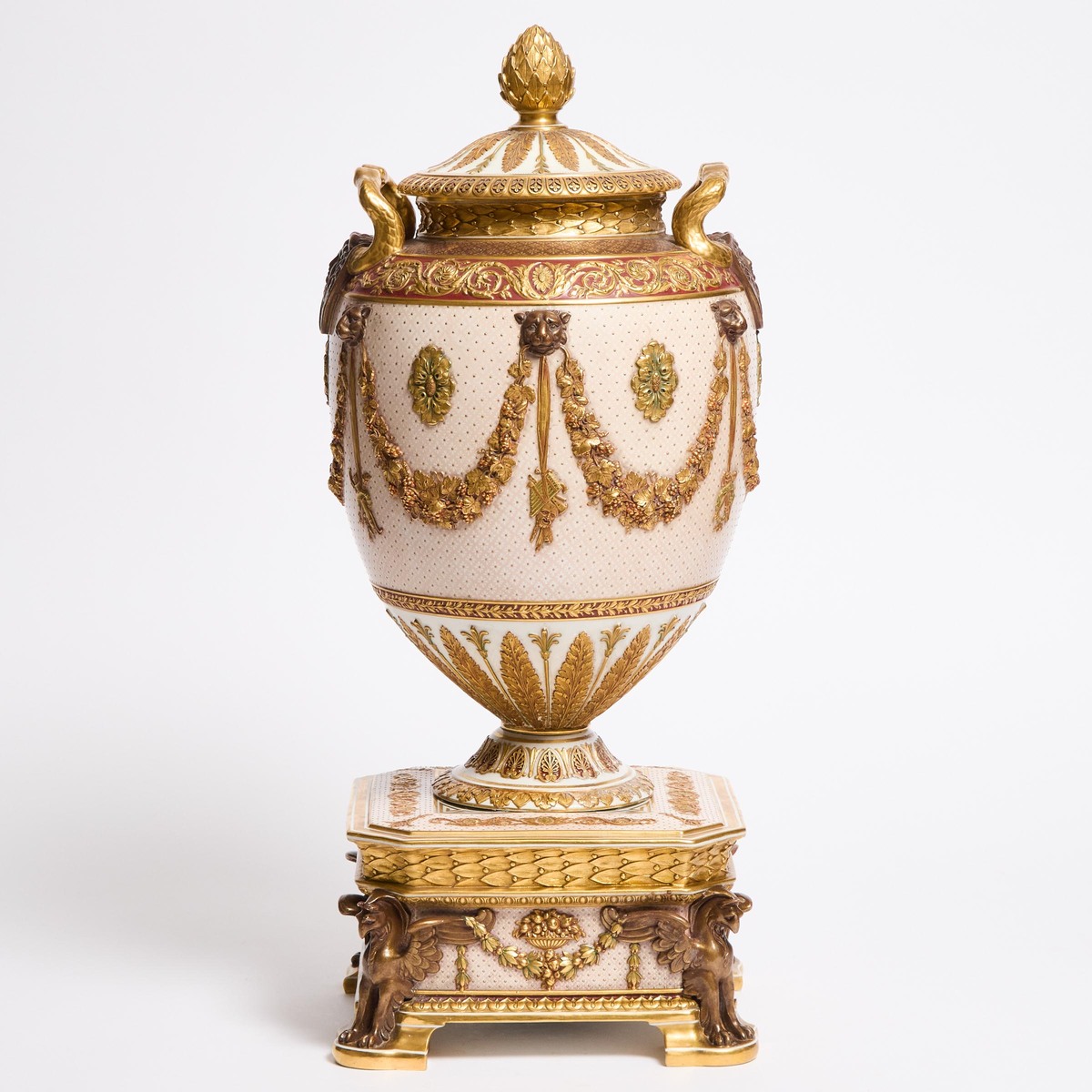 Wedgwood Bronzed and Gilt Victoria Ware Large Covered Urn, c.1900, overall height 37 in — 94 cm - Image 3 of 3