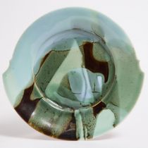 Harlan House (Canadian, b.1943), Celadon and Brown Glazed Plate, 1979, diameter 12.5 in — 31.7 cm