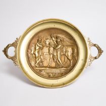 Large French Neoclassical Gilt Bronze Tazza, 19th century, 5.5 x 20.75 in — 14 x 52.7 cm