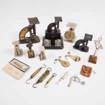 15 Various Postal Scales, mid 19th to early 20th centuries, various sizes, tallest height 7 in — 17.