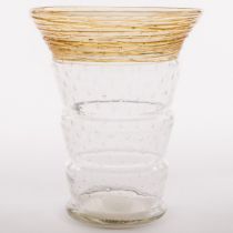 Steuben Controlled Bubbles and Amber Thread Glass Vase, c.1930, height 8.1 in — 20.5 cm