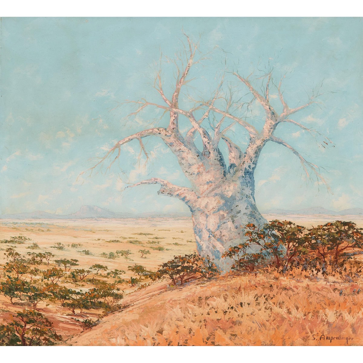 Stefan Ampenberger (1908-1983), THE BAOBAB TREE, signed lower right, 29.7 x 32.4 in — 75.4 x 82.2 cm