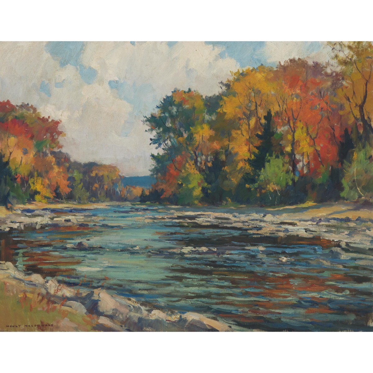 Manly Edward MacDonald, OSA, RCA (1889-1971), AUTUMN ON THE MOIRA RIVER, 28.5 x 36.5 in — 72.4 x 92. - Image 2 of 4