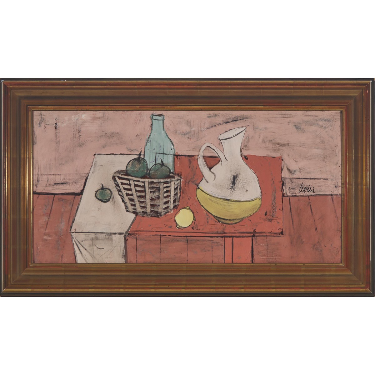Charles Levier (1920-2003), STILL LIFE WITH PITCHER AND BASKET OF FRUIT, signed centre right; signed - Image 2 of 4
