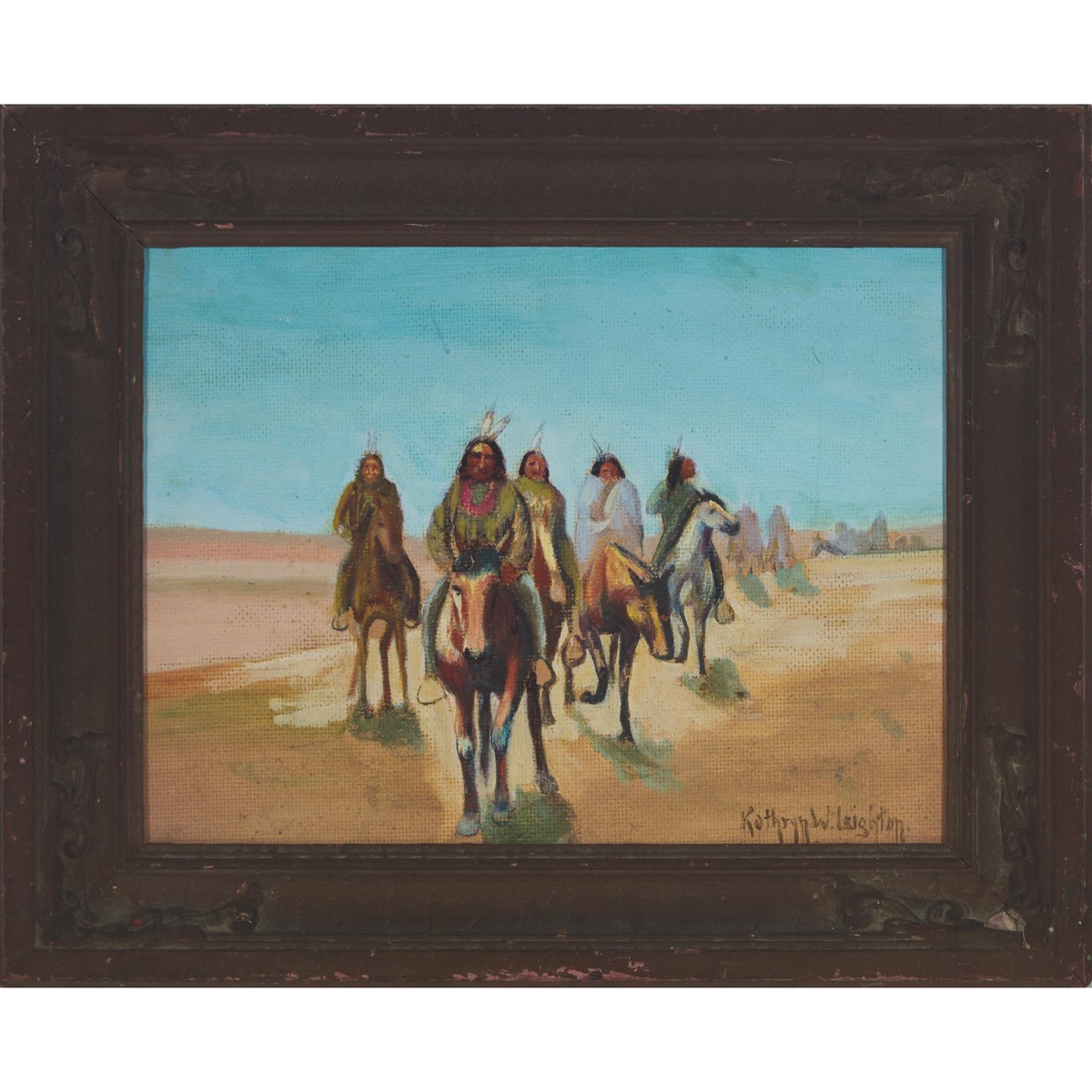 Kathryn Woodman Leighton (1875-1952), UNTITLED (ON HORSEBACK), signed lower right, 10.5 x 14 in — 26 - Image 2 of 4