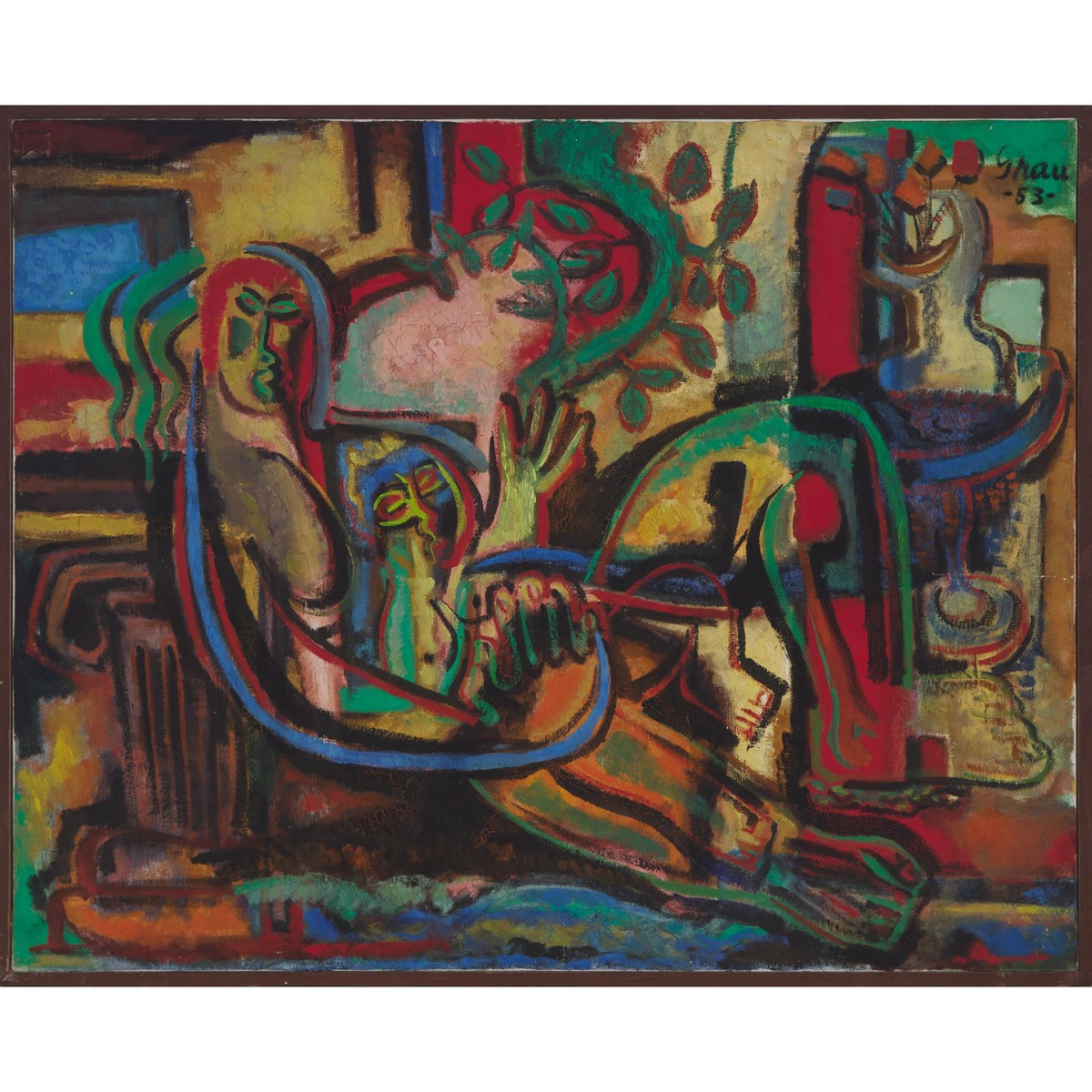 Enrique Grau Araújo (1920-2004), UNTITLED (RECLINING FIGURES), 1953, signed and dated "53" upper rig - Image 2 of 5