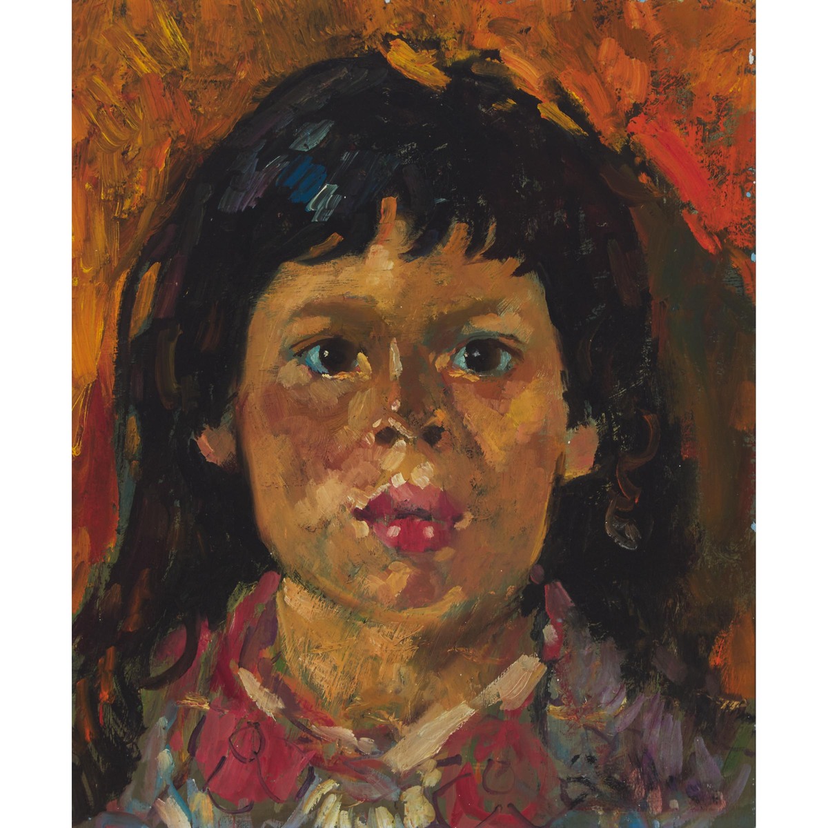 Arthur Shilling (1941-1986), Anishinaabe (Ojibwe), UNTITLED (GIRL), 18 x 15 in — 45.7 x 38.1 cm