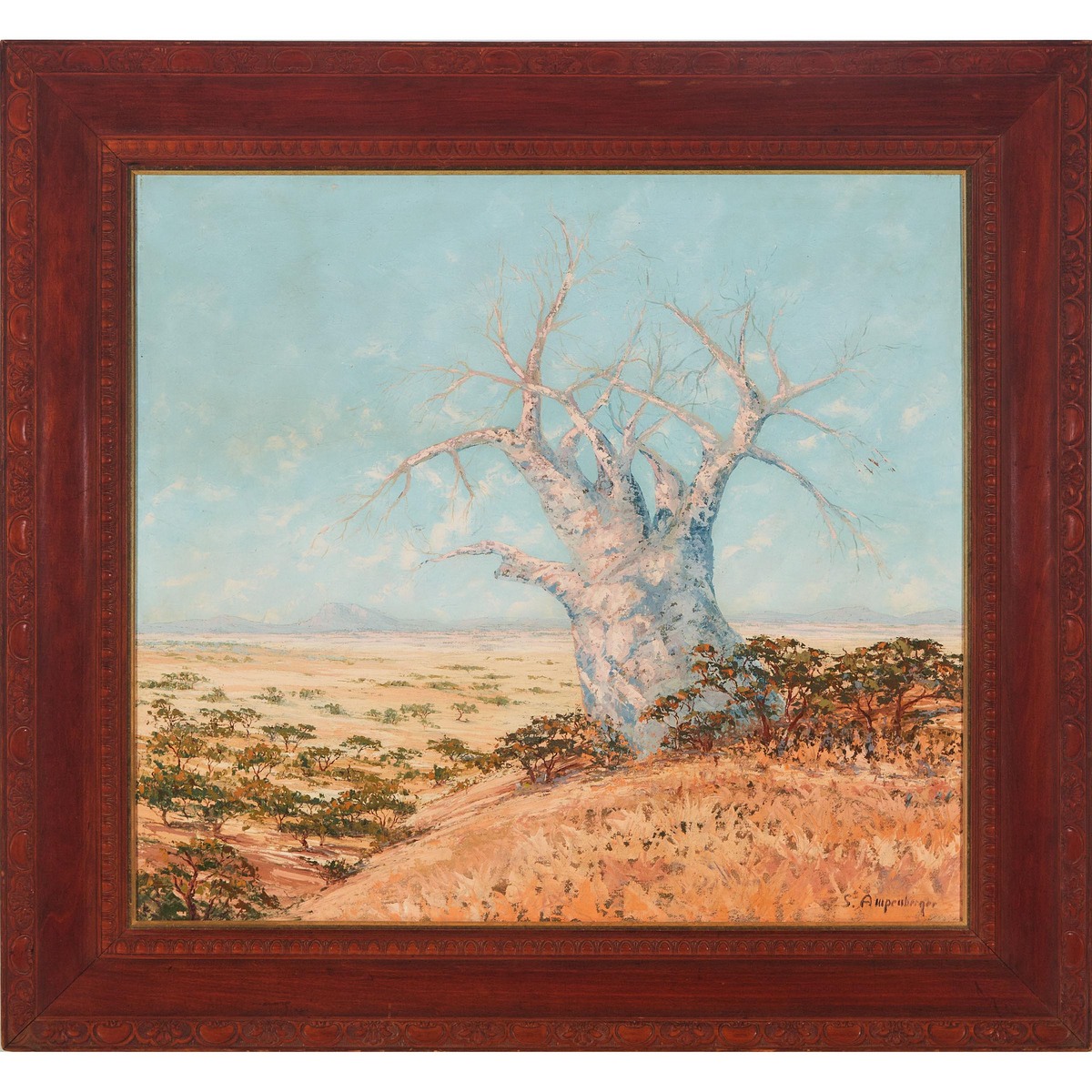 Stefan Ampenberger (1908-1983), THE BAOBAB TREE, signed lower right, 29.7 x 32.4 in — 75.4 x 82.2 cm - Image 2 of 4