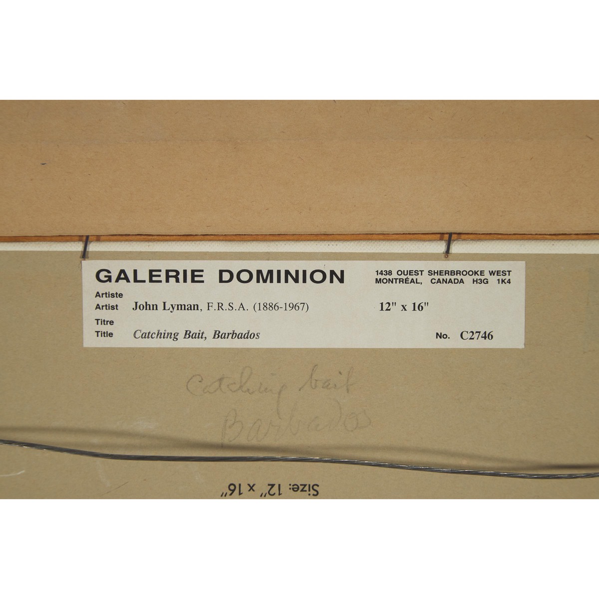 John Goodwin Lyman (1886-1967), CATCHING BAIT, BARBADOS, 12 x 16 in — 30.5 x 40.6 cm - Image 5 of 5