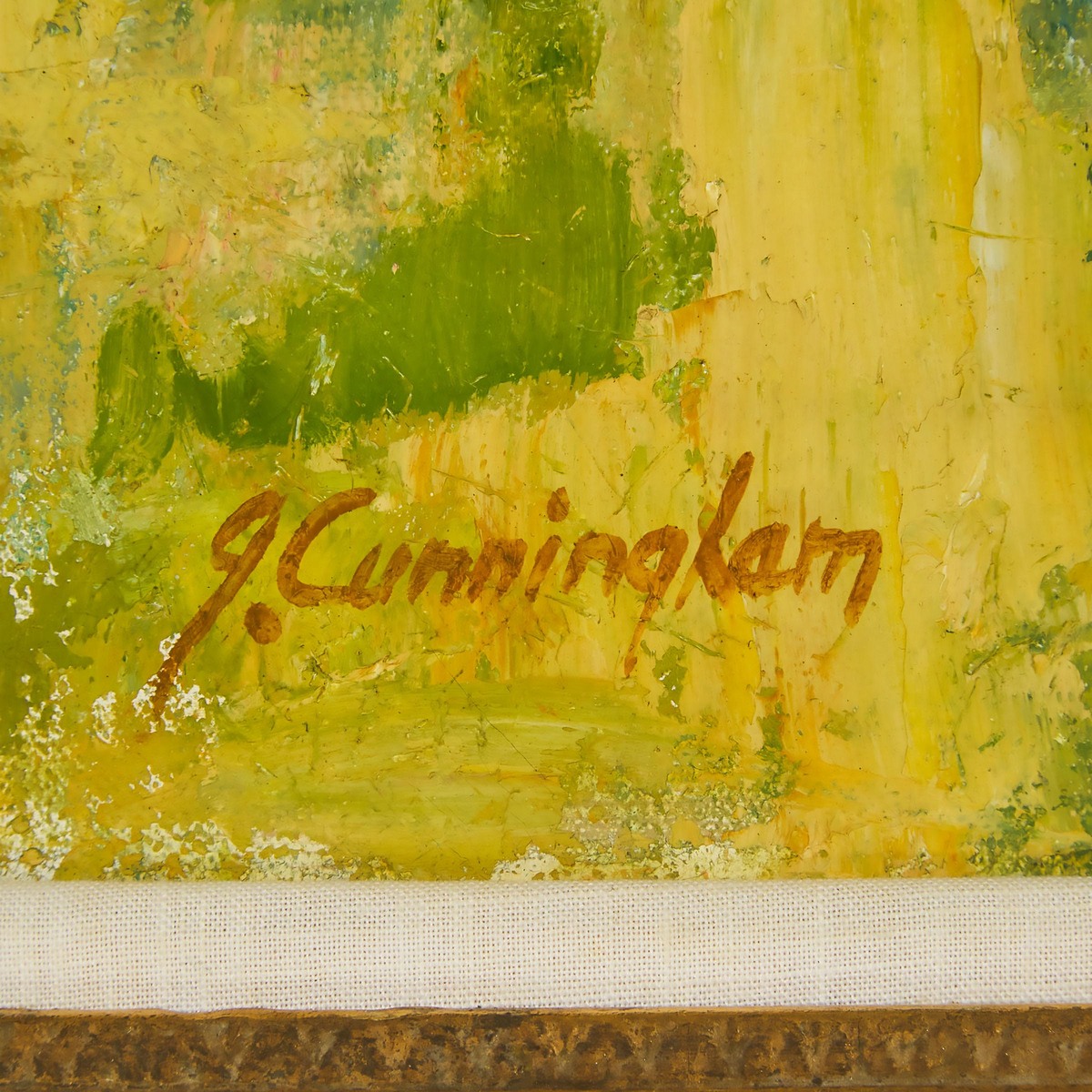 John Cunningham (1926-1998), STRATHAVEN LANDSCAPE, signed lower left; an unfinished painting verso, - Image 3 of 5