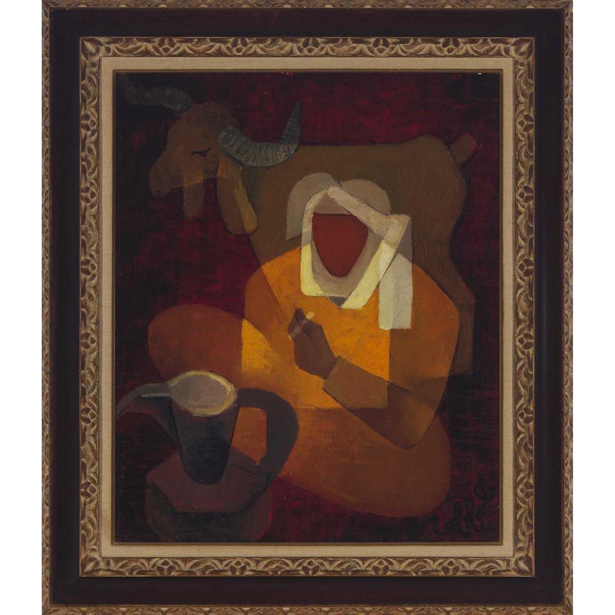 Louis Toffoli (1907-1999), LE FUMEUR, signed lower right; titled verso, 28 x 23.25 in — 71.1 x 59.1 - Image 2 of 6
