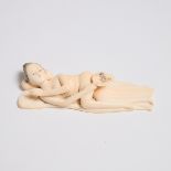 An Ivory Figure of a Reclining Lady, 'Medicine/Doctor's Doll', Qing Dynasty, 清 牙雕医用女偶, length 4.9 in