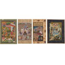A Group of Four Persian Miniature Paintings, 20th Century, largest frame 20.1 x 15.4 in — 51 x 39 cm