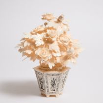 A Small Ivory Carved Flower Jardinière, Early 20th Century, 民国 小型牙雕盆景, height 8.7 in — 22 cm
