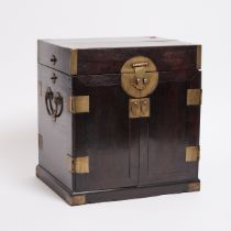 A Large Zitan Seal Chest, Guanpixiang, 18th-19th Century, 清 十八/十九世纪 紫檀官皮箱, 16.8 x 15.4 x 12.4 in — 4