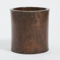 A Hardwood Brush Pot, 19th-20th Century, 晚清/民国 硬木笔筒, height 7.4 in — 18.9 cm