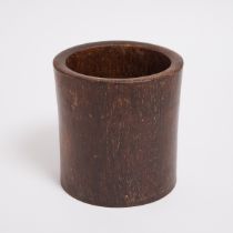 A Large Hardwood Scroll Pot, 19th Century, 清 黄花梨卷筒, height 8.9 in — 22.5 cm, diameter 8.7 in — 22 cm