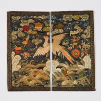 An Embroidered Second Rank Civil Official 'Golden Pheasant' Badge, 19th Century, 清 十九世纪 刺绣二品锦鸡文官方补,