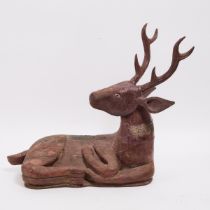 A Large Wood Model of a Deer, Burma/Thailand, 19th/20th Century, overall 28.7 x 31.5 x 13.8 in — 73