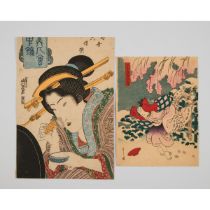 Keisai Eisen (1790-1848) and Jukodo Yoshikuni (Active 1804-1843), Two Woodblock Prints, chuban 10.1