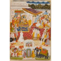 Indian School, The Coronation of Rama and Sita, Circa 1900, sheet 13.2 x 9.1 in — 33.5 x 23 cm