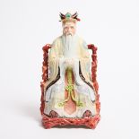 A Large Famille Rose Figure of a Daoist Immortal, Republican Period (1912-1949), 民国 大型瓷塑道教天君像, heigh