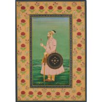 Mughal School, A Large Portrait of an Emperor, 20th Century, 19.4 x 13.6 in — 49.4 x 34.5 cm