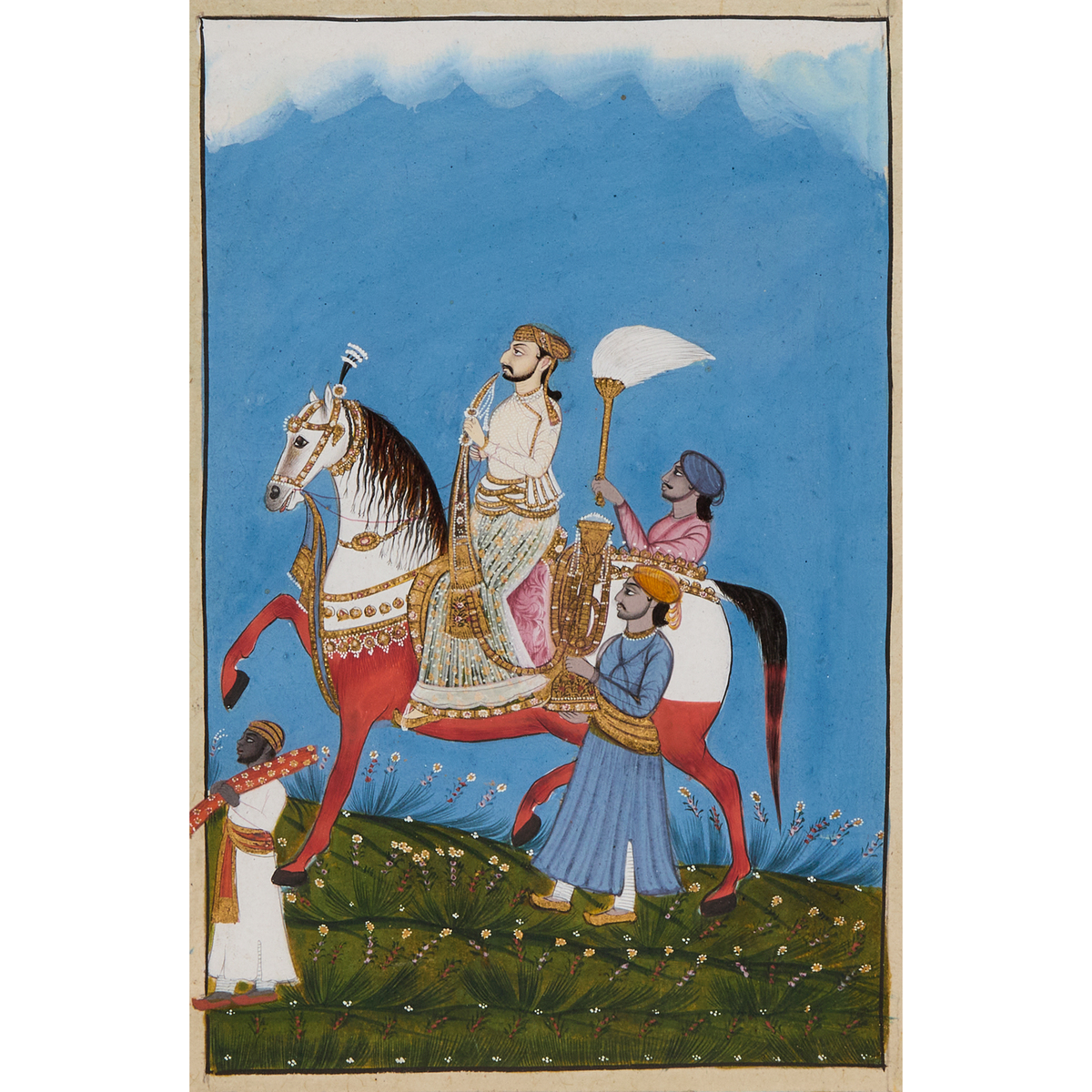 An Equestrian Portrait of a Prince, Rajasthan, North India, 18th/19th Century, sheet 13 x 8.7 in — 3