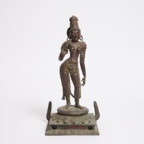 A Large Bronze Figure of Parvati, South India, 18th Century, height 16.5 in — 42 cm