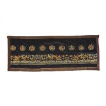 A Blue-Ground Embroidered Silk Panel From a Court Skirt, 19th Century, 清 十九世纪 石青地朝裙下摆, 31.1 x 79.5 i