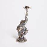 A Indian Silvered Metal Elephant-Form Rosewater Sprinkler, Circa 1900, height 7.4 in — 18.8 cm