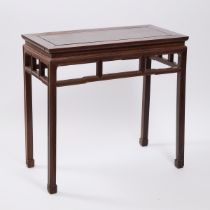 A Jichimu Corner-Leg Altar Table, 鸡翅木案, 34 x 36 x 17.8 in — 86.3 x 91.5 x 45.3 cm