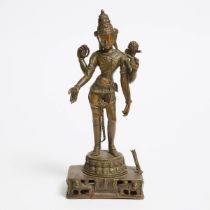 A Kurkihar-Style Bronze Figure of Avalokiteshvara, 11th Century or Later, 十一世纪或更晚 库基哈尔风格铜观音像, height