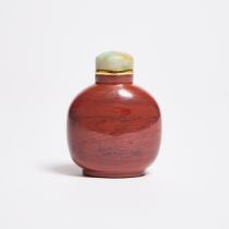 An Imitation 'Realgar' Glass Snuff Bottle, 18th/19th Century, 清 十八/十九世纪 料仿'雄黄'烟壶, height 2.8 in — 7