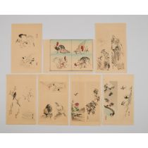 A Group of Seven Woodblock Prints of Famous Japanese Paintings, each sheet approximately 9.6 x 5.9 i