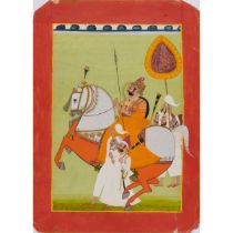 A Equestrian Portrait of Maharana Bhim Singh of Jodhpur, Rajasthan, North India, Circa 1800, sheet 1