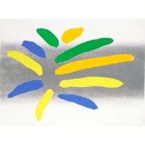 William Perehudoff, RCA (1919-2013), UNTITLED (BLUE, YELLOW, GREEN, ORANGE), CA. 1985, 30.13 x 22.5