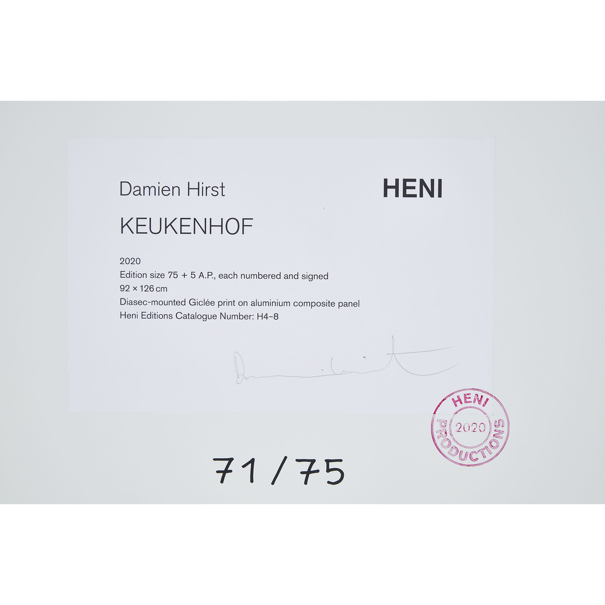 Damien Hirst (b. 1965), KEUKENHOF (VEIL), H4-8, 2020, signed to label and numbered 71/75 verso; publ - Image 3 of 5