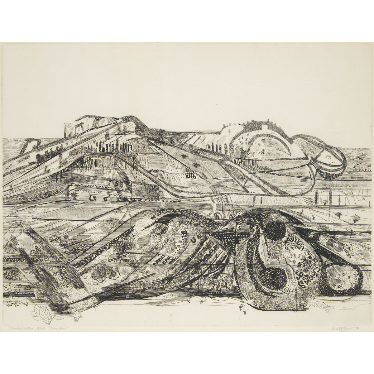Anthony Gross (1905-1984), LES MAMELONS (ROUNDED HILLS), 1962, signed, titled, and numbered 21/50; t