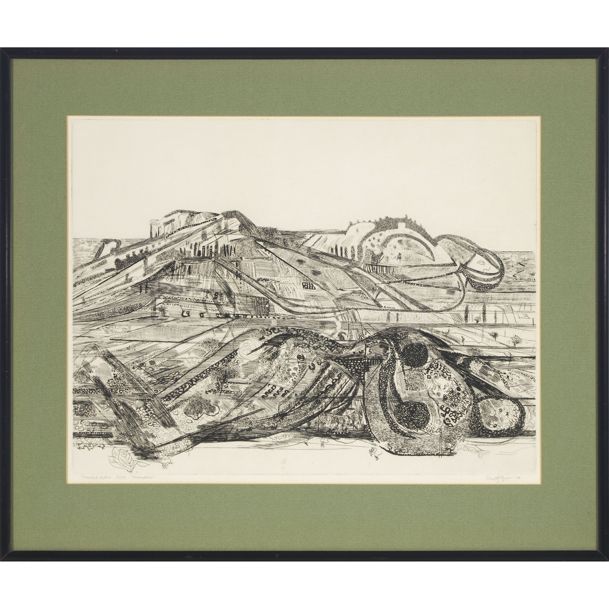 Anthony Gross (1905-1984), LES MAMELONS (ROUNDED HILLS), 1962, signed, titled, and numbered 21/50; t - Image 2 of 8