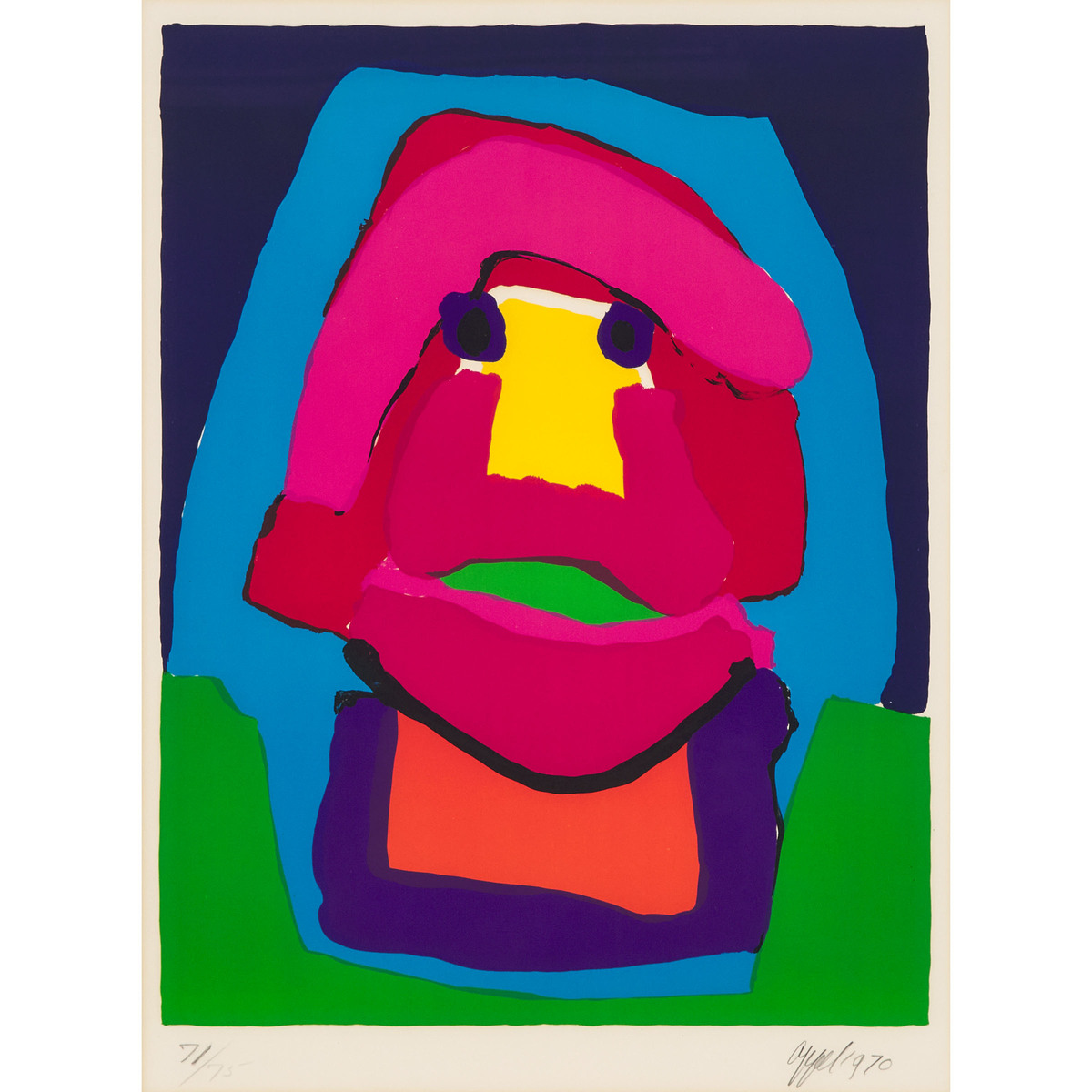 Karel Appel (1921-2006), RED FACE, CA. 1975, signed and numbered 71/75; titled to gallery label vers