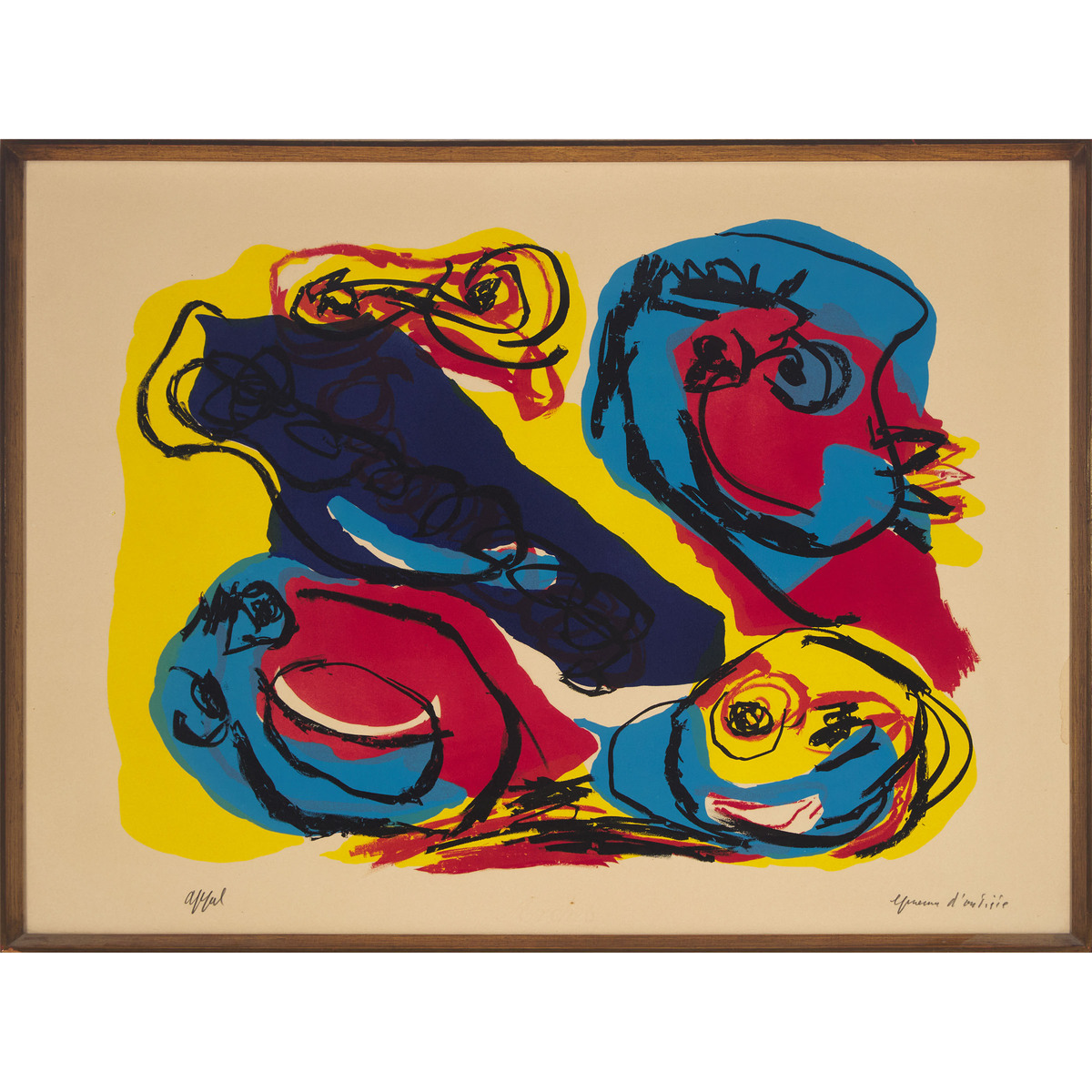Karel Appel (1921-2006), TÊTES PARTOUT, CA. 1960, signed and editioned "epreuve d'artiste"; aside fr - Image 2 of 6