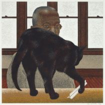 David Alexander (Alex) Colville (1920-2013), BLACK CAT, 1996, 14.25 x 14.25 in — 36.2 x 36.2 cm